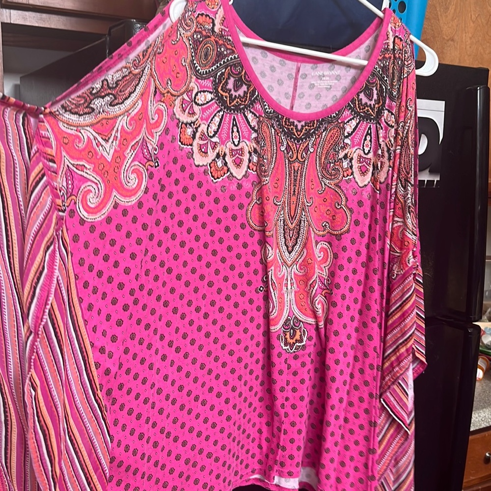 Lane Bryant Pink open sleeved shirt
